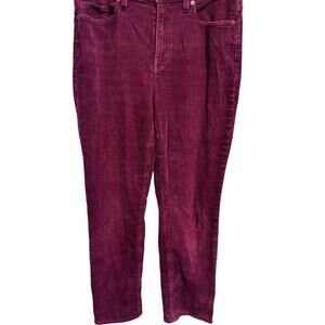 Lands' End Women's Burgandy Maroon Corduroy Straight Leg Mid Rise Jeans Pants 8